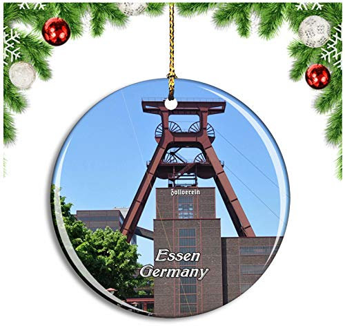 Weekino Essen Zollverein Kohlenbergwerk Deutschland Christbaumkugel Hängender Weihnachtsbaum Anhänger Dekor Travel Souvenir Collection Porzellan 2,85 Zoll