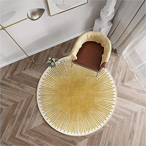 Weiße gelbe Teppiche Runder Teppich im geometrischen Stil großflächiger Teppich für den Eingangsbereich im Wohnzimmer Bodenmatte Piano Pad Durchmesser 80 100 120 140 160 180 200 300 cm-200CM-78inch