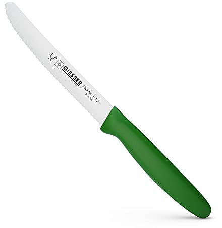 Giesser since 1776 - Made in Germany - Cuchillo para tomates, 11 cm, Cuchillo para verduras, Vegetal, verde, cuchillo de cocina pequeño inoxidable, cuchillo afilado para cocinar de forma saludable