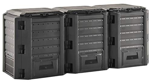 Tidyard Gartenkomposter Komposter Thermokomposter Schnellkomposter, PP, Schwarz 1980 x 719 x 826 mm 1200 L