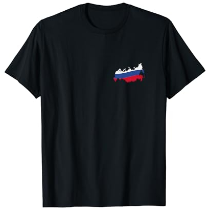 Russische Fahne Wappen Russin Moskau Fun Europa - Russland Flagge Rossija Land Russia Russe Russisch Deko T-Shirt - Schwarz, Klein, Unisex-Erwachsene, Halbarm, T-Shirt, Sport, Urlaub