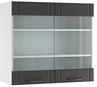 Vicco Küchenglasschrank Fame-Line, Glashängeschrank, Anthrazit/Weiß, 80 cm