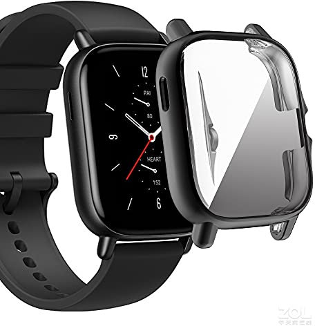 Compatible avec Amazfit GTS 2 Smartwatch Case Cover Ultra Slim TPU 360 ° Protection d'écran intégrale antichoc étanche pour Amazfit GTS 2 (Noir)