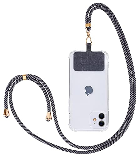 Ownest Kompatibel mit Phone Lanyard für Handykette Universal für Hülle mit Kordel Nylon Handyband Zum Umhängen Schlüsselband, Kompatibel mit Allen Smartphones Hülle - Schwarz grau