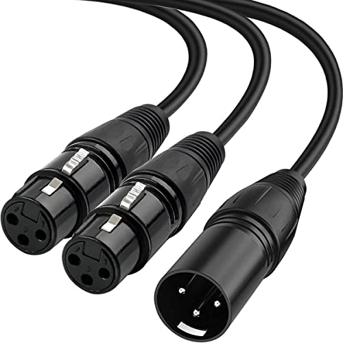 Xiatiaosann Cable divisor XLR, XLR hembra dual a XLR macho Micrófono Y-Splitter Cable de micrófono equilibrado de 3 pines, Conector XLR a 2 cables Adaptador de enchufes XLR