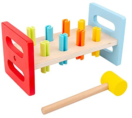 Keptfeet Madera para Banco Golpes con Martillo, Martillo y Juguete para Golpear, Juguete Educativo Preescolar para niños pequeños y niñas Mayores 3 años