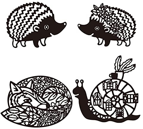 OTCRAFT Metall-Stanzschablonen mit Fuchs-Schnecke, Igel, zum Basteln, Scrapbooking, dekorative Prägung, Papier, Scrapbooking, Kartenherstellung, 4 Stück