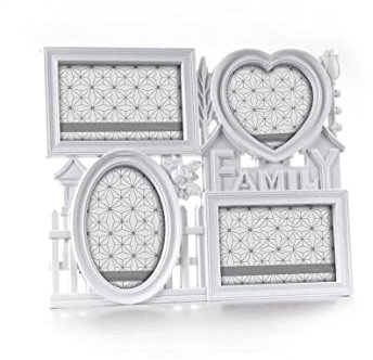 Cornice porta foto portafoto multiplo family 4 posti plastica bianco 34 * 29 * 2 cm MOG-784200