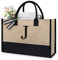 TOPDesign Initiale Jute-/Leinen-Tragetasche, personalisierte Geschenktasche, geeignet für Hochzeit, Geburtstag, Strand, Urlaub, Freunde, Brautjungfern (Buchstabe J)