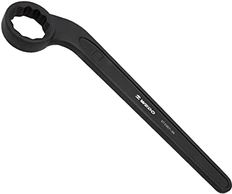 WEDO Chiave ad anello a percussione, 40 chiavi ad anello, in acciaio al cromo vanadio, SW 55 mm, lunghezza 430 mm, chiave inglese, nero, resistente alla corrosione