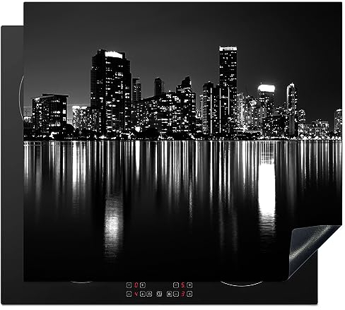 MuchoWow Herdabdeckplatte Ceranfeld Spritzschutz Küche New York - Skyline - Nacht 59x52 cm Induktionsherd Abdeckung Induktionskochfeld Ceranfeldabdeckung