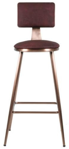 Casa Padrino Luxus Barstuhl Weinrot/Kupfer 44 x 44 x H. 104 cm - Gepolsterter Barhocker mit edlem Kunstleder - Bar Möbel - Luxus Möbel