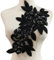 Heyiwell 1 x 3D-Aufnäher zum Aufnähen, Stickerei, Perlen, Strass, für DIY-Kleidung, Hochzeitskleid, Dekoration, 21 x 34 cm, Schwarz