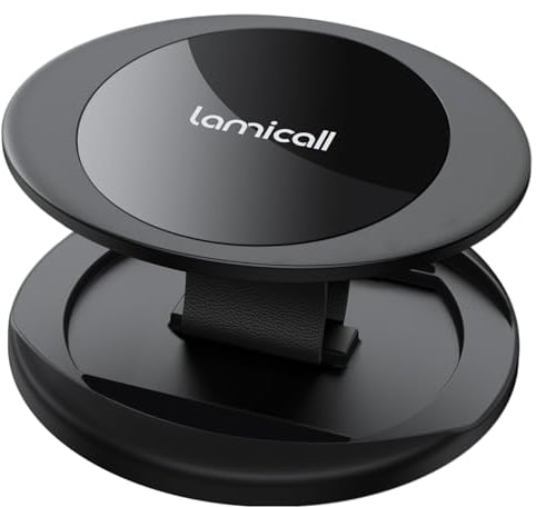 Lamicall Magnetische Handy Fingerhalterung für MagSafe - Handy Griff Ständer mit Lederband, Ring Halterung für iPhone 16 15 14 13 12 Pro Max Plus Mini, Smartphone mit Metallring, Zubehör für MagSafe