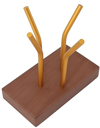 Kaffeefilterhalter mit Holzsockel, Stabile Stütze, Dekoratives Gestell für Kaffeefilter aus Walnussholz, Reines Kupfer
