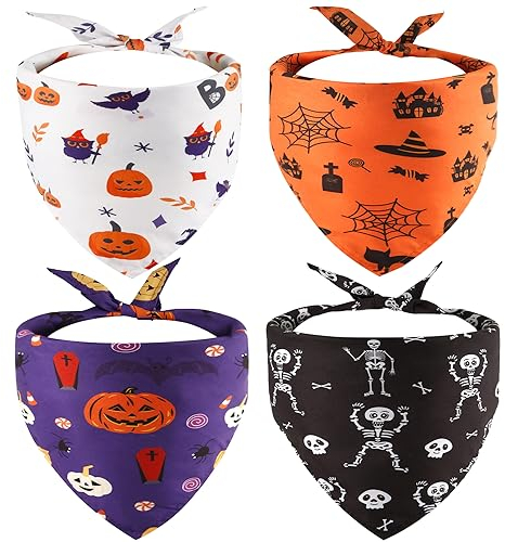 4st Hund Bandana, Chusta dla Psa Spinne Halloween Dreieckstuch Waschbar Atmungsaktiv Haustier Halstuch für Kleine Mittelgroße und Große Hunde und Katzen
