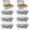 Jacgood Chafing Dish Buffet Set, 8 Pack 8QT Buffet Servers And Warmers, Chafing Servers With Covers, Half Size Food Pan, Chafer, Folding Stand, Food Warmer For Parties