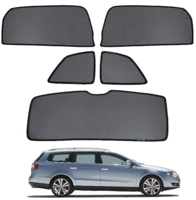 Sonnenschutz für Seitenscheiben Auto Magnetisch Vorhang für Passat B6 Variant 2005-2010 UV Schutz Fenster Sonnenblende Zubehör für Baby Kinder Haustiere Schwarz,5pcs