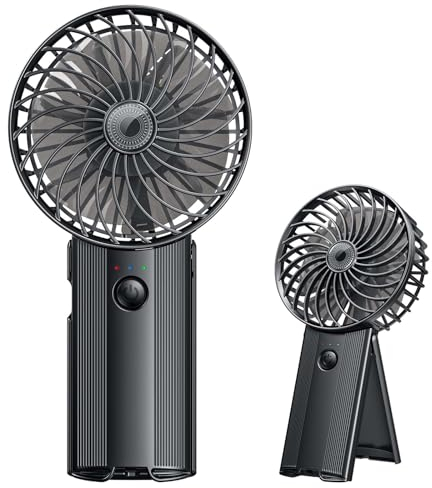 Mini Ventilador de Mano Portatil USB: Silencioso Ventilador Recargable Plegable de Escritorio Ventilador Pequeño a Pilas 4 Velocidades Portable Hand Fan para el Oficina Fitness Hogar Viajes y Exterior