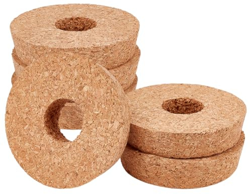 OLYCRAFT 6Pcs Cork Lids for Glass Planter 3.3-3.5 Inch Plant Corks with Center Hole Cork Stoppers for Hydroponic Plant Hydroponic Vase Lids Cork Replacement for Hydroponics Growing Vases