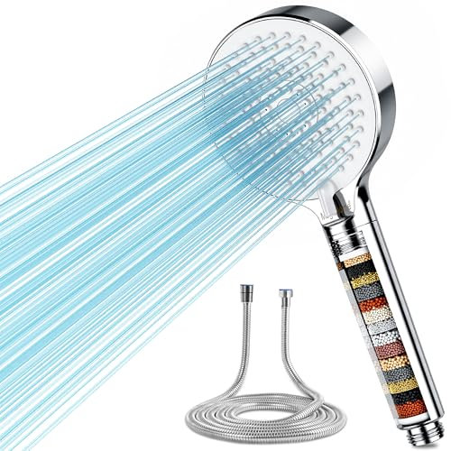 Magichome Duschkopf mit Filter in 20 Schichten, Handbrause 5 Strahlarten Hochdruck Sparduschkopf mit Schlauch Duschkopf Wassersparend für Hartes Wasser,Rest-Chlor,Schwermetall
