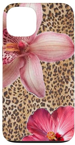 iPhone 13 Pink Flowers On Cheetah Y2K Leopard Summer Print Case