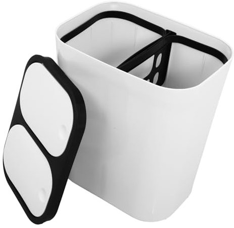 LALADEFIEE Dual Compartment Trash Can Lid for Kitchen Home Dry Wet Separation Rubbish Bin Space-saving Waste Container for Office Bathroom Living Room Easy to Use and Non-slip Design