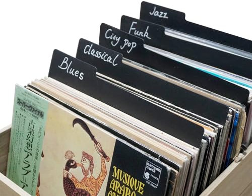 sdroceRyaM10PCS Vinyl Record Dividers 12.9 Inches Black Category Tab Double-Side Plastic Dividers Vinyl Record Guides for LP, Bookshelf Sorting and Storage