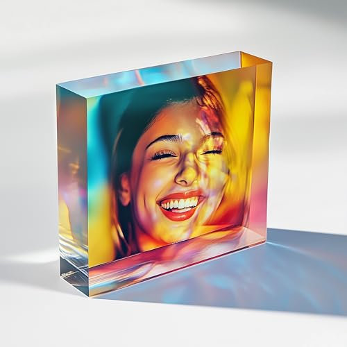 15 x 15 cm Fotoblock mit ihrem Bild aus original PLEXIGLAS - Transparenter Acrylblock, das Foto-Geschenk in brillanten Farben als hochwertige, Geschenkidee mit 3D-Tiefeneffekt in verschiedenen Größen