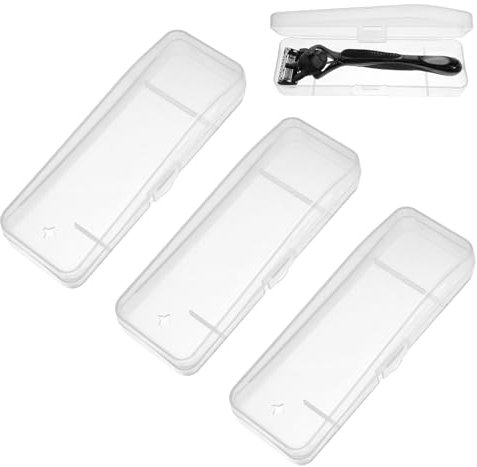3 Pack Manual Razor Travel Case Transparent Portable Travel Men Manual Razor Protector Universal Portable Shaver Storage Box Shaver Holder Protector Case Organizer for Men Razors And Blade Refills Kit