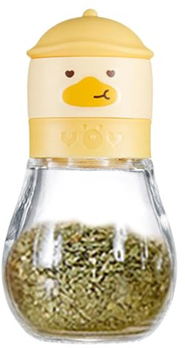 Pfeffermühlenflasche – Manuelle Pfeffermühle, Salz- und Pfeffermühle | Gelbe Entenmühle, Gewürzflasche 180 ml/200 ml, Mühle mit einstellbarer Grobheit, Gewürzflasche zum Würzen, Meersalz, Kaffeebohnen