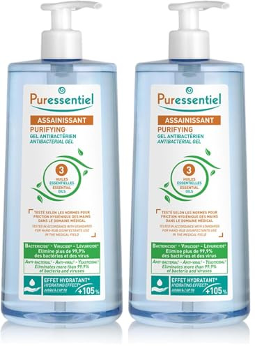 Puressentiel - Assainissant - Gel Antibactérien aux 3 Huiles Essentielles - 100% pures et naturelles - Elimine 99,9% des bactéries et des virus - 975 ml (Lot de 2)