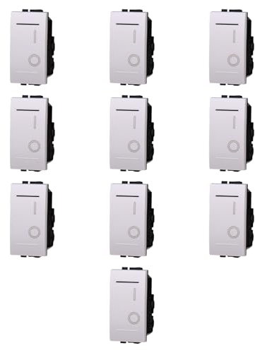 10 MODULI INTERRUTTORE 0-1, BIANCO, COMPATIBILE CON BTICINO LIVING, 2 POSIZIONI, MODULI E FRUTTI 100% COMPATIBILI, MATERIALI DI ALTA QUALITA'