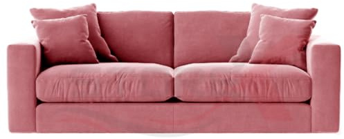 STOREX Modern 2-Seater Sofa with Plush Cushions, Grey Upholstery, 4 Decorative Pillows (Pink, 2 Seater)