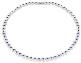 Swarovski Una Angelic Tennis Halskette, Rundschliff, Blau, Rhodiniert