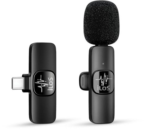 ILOS Wireless Lavalier Microphone for Android Clip-On Mic, Noise Reduction, 65ft Range, 8H Battery, Bluetooth, Plug & Play - Ideal for Vlogging, YouTube, Podcasts, Interviews