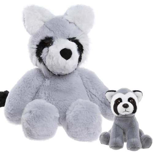 sarcia.eu Charlie Bears, Set mit Zwei Kuscheltieren aus den Serien Bear&Me und Cuddle Cubs, WASCHBÄR – ideal für Babys und Kinder (E)