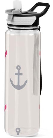 Anchor - Botella de agua deportiva de 1 litro, diseño a prueba de fugas, botella de plástico Tritan sin BPA para escuela, oficina, gimnasio, ciclismo