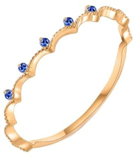 Wycian Verlobungsring Blau Damen Ring Blaue Steine 9K Gold Kronenförmig mit Natürlichem Saphir Größe 50 (15.9) Modern für Frau Neujahr Personalisiert