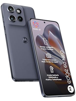 Motorola edge 60 neo con Moto AI (8/256GB, Tripla camera 50MP+13MP+10MP, selfie 32MP, Display 6.36 Super HD 120Hz, MediaTek Dimensity 7400, 5000mAh, TurboPower 68W, Android 15), PANTONE Grisaille