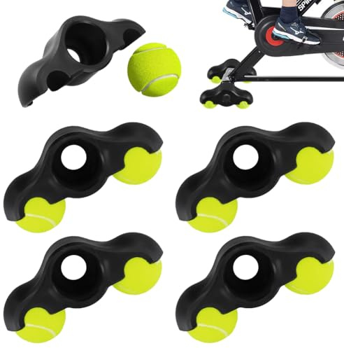 Wapasezyar 4 Stück Rocker Plate Feet, Indoor Cycling Snap Rocker,Tragbarer Wippplatten-Fahrradtrainer,Tennisballfüße für Wahoo Kickr Core 1 Rollentrainer, Mit 8 Tennisbällen
