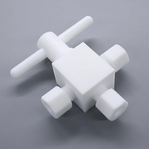 ZADIKO PTFE-Ferrule-Kugelhahn – Hochtemperatur-PEFT-Kugelhahn for Öl, Wasser und Gas – 1 Stück(3-Way D1.587mm 1/16)