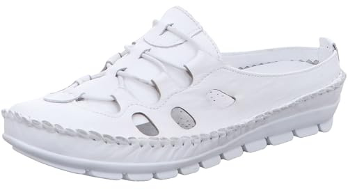 Gemini Damen Sabot Leder Pantolette mit Cut Outs und Wechselsohle 382646-01