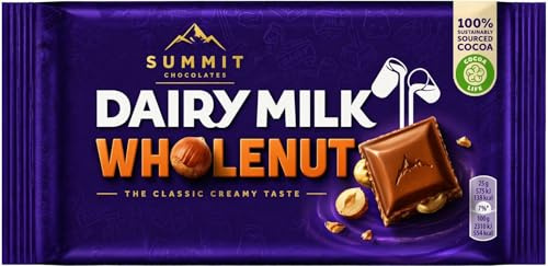 Chocolat au Lait Crémeux aux Noisettes Entières – Goût Riche et Gourmand – Tablette 180 g – Dairy Milk Whole Nut