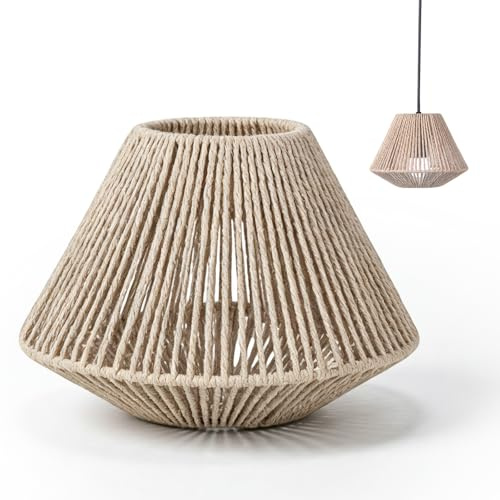 Boho Rattan Lampenschirm: Lampenschirm Rattan, Klein E27 Lampenschirme für Tischlampe Hängelampe Deckenleuchte Stehlampe, Papierlampenschirme Ersatzschirm Vintage Korb Laterne für Wohnzimmer Esszimmer
