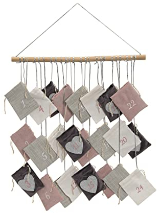 Adventskalender zum Befüllen Adventskalender Kinder Weihnachtskalender aus Stoff Weiß, Rosa, Grau, 52x55