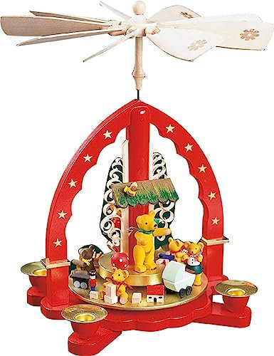 Weihnachtspyramide Erzgebirge Richard Glässer Seiffen Pyramide spielende Bärenkinder, 16014