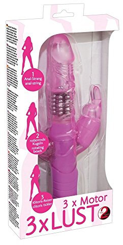You2Toys Vibrator 3x Motor, 3x Lust - softer Vibrator mit Klitoris- und Anusreizer, Massagestab mit 3 Stimulatoren für Frauen, rosa