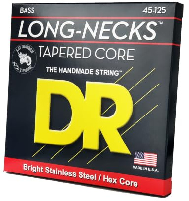 DR, / 45-125 Medium Set Handmade Long Neck Taper Stainless Steel Coated 5 Bass Strings (TMH545)