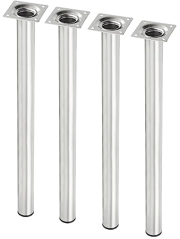 DIY Element System Möbelfuß rund – Stahlrohrfuß, ideal als Tischbein für die Gestaltung individueller Möbelstücke – Ø 30 mm, Länge 400 mm, Edelstahloptik